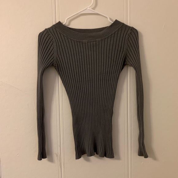 Poof! Tops - Poof Gray Ribbed Sweater Size Medium